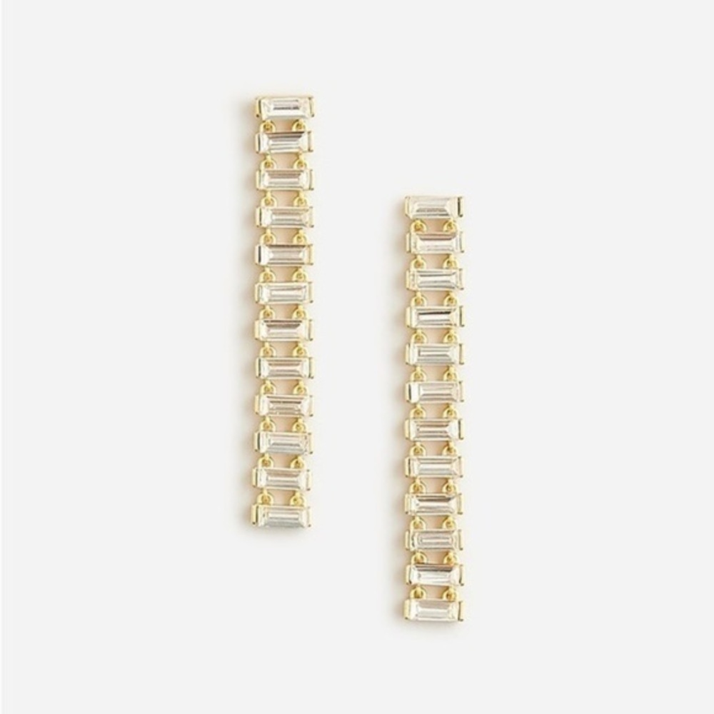 New J. Crew Baguette gold chain earrings